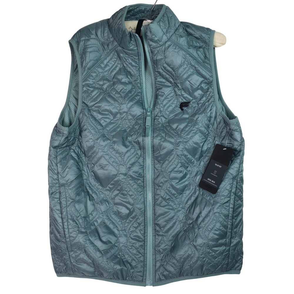 Fabletics The Loft Vest Teal Blue Quilted Water Resistant Puffer Size M JT225378
